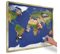 Tableau Aimanté pour Notes 80x60 cm | Cadre Doré | Cartographier le globe