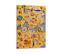 Tableau alimentaire Boston Area - Poster vintage sur toile - Art mural - Impression - Poster moderne sur toile - Pour salon, chambre à coucher - 60 x 90 cm