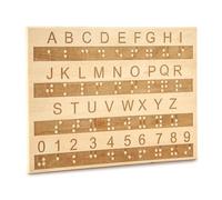 Tableau Alphabet Braille, Tableau de l'Alphabet et des Chiffres en Braille Points en Relief Touche Braille en Bois Outil Éducatif Montessori Aide Pédagogique pour Tous les Âges