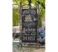 Tableau "Arabesque" en métal, brun antique, tableau à craie, présentoir client, panneau publicitaire, affiche publicitaire