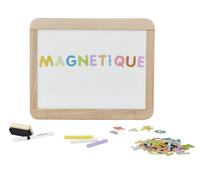 Jeujura - Ardoise Ecolier en Bois - Dimension 37x31 - Ecrire - Dessiner - Double Face - Côté Craie - Côté Blanche magnétique à Feutre - Nombreux Accessoires - Dès 3 Ans - Fabriqué en France - 8811