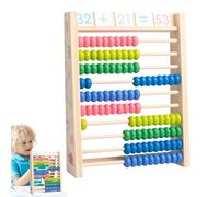 Tableau arithmétique en bois, boulier pour mathématiques,Cadre arithmétique de planche de boulier coloré en bois à 10 rangées | Fournitures scolaires primaires avec 100 perles, jouets de comptage mult
