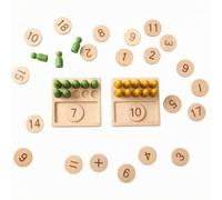 Tableau Arithmétique Enfant Plateau de Calcul Planche Numérique en Bois avec Pions à Compter et Logements Encastrés pour Exploration Sensorielle