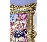 Tableau avec cadre baroque - 56 x 46 cm - Peinture encadrée - Fleurs et roses et fruits