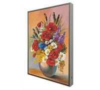 Tableau avec Cadre en Bois laqué Blanc rétro éclairé Fleurs Modernes