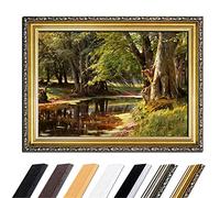 Tableau avec cadre - Peder Mork Mönsted - Paysage forestier - 110 x 85 cm - Toile sur toile encadrée - Vieux maîtres - Cadre antique doré baroque classique