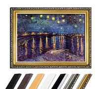Tableau avec cadre - Vincent van Gogh Nuit étoilée au-dessus du Rhône 80 x 60 cm - Toile encadrée Vieux Maîtres - Cadre antique doré baroque, classique