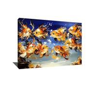Tableau Avec Des Poissons - Decoration Murale Banc De Poissons - Impression Sur Toile Mer Océan - Art Contemporain Mural - Tableau Décoratif Salon Moderne - Toile Colorée Moderne (40x30cm)