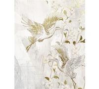 Tableau avec feuille imprimée aux motifs floraux oiseau avec cadre en bois - Longueur 100 x Profondeur 2 x Hauteur 150 cm - -