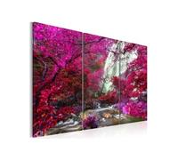 Tableau Beautiful Waterfall: Pink Forest-Taille L 120 x H 80 cm Multicolore G