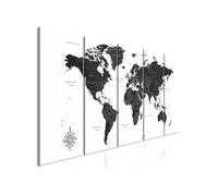 Tableau Black and White Map (5 Parts) Narrow-Taille L 200 x H 80 cm