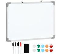 HomCom Tableau blanc mural magnétique cadre aluminium 60 x 45 cm avec feutres, effaceur et aimants
