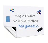 Tableau blanc autocollant magnétique avec 3 stylos - Feuille autocollante effaçable à sec pour la maison, les repas, le bureau, les notes scolaires - 150 x 60 cm - Blanc