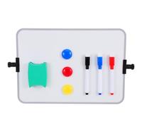 Tableau Blanc avec support Petit Effaçable à Sec A4 Double Face | Surface Magnétique Réutilisable, Bleu, pour Listes de Courses et Mémos, avec Marqueurs, Aimants et Effaceur Couleur Aléatoire