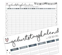 Tableau blanc calendrier d'anniversaire confettis I DIN A3 I Effaçable indépendant de l'année I Calendrier permanent pour filles femmes WG toute la famille I Calendrier mural I dv720