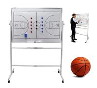 Tableau blanc double face à roulettes pour l'entraînement, tableau de football et de basketball pour entraîneurs avec marqueur et effaceur, support rétractable, pour l'entraînement Basketball