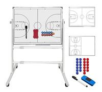 Tableau blanc double face effaçable à sec avec roulettes, effaceur et marqueurs - Idéal pour le coaching sportif, la stratégie tactique, la planification de matchs et la gestion d'équipe (ba