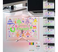 Tableau Blanc Effaçable à Sec Acrylique avec Stand Lumineux, 30 x 40 CM, 7 Changements de Couleur, Télécommande, Minuterie, Variation d'Intensité, Grand Tableau de Notes à LED, 7 Marqueurs de Couleur