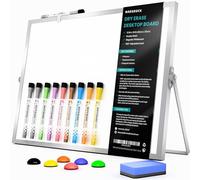 Tableau blanc effaçable à sec avec support, tableau blanc double face 30,5 x 40,6 cm, 10 marqueurs, 6 aimants, 1 gomme, tableau blanc portable pour planification, tableau blanc hebdomadaire coloré