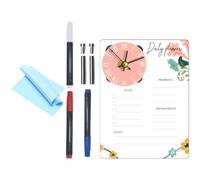 Tableau Blanc Effaçable à Sec en Acrylique pour Bureau avec Horloge | Surface Transparente, Planification Quotidienne, Usage au Bureau et Caisse, pour Marqueurs Effaçables à Sec