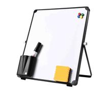Tableau Blanc Effacable JUSHZ Mini Chevalet Ardoise De Table Petite Blanche Magnétique Tableau Blanc Effacable Sur Pied Tableau De Messages Sur Support De Bureau (Noir, 25x25cm)