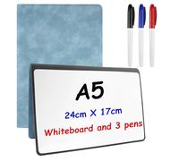 Tableau Blanc Effacable Portable, 24 X 17cm Tableaux Blancs avec Stylo à 3 Couleurs, Couverture PU, Réutilisés Tableau Blanc, Double Face Ardoise Effacable pour Bureau, Maison, Notes, Listes, Mémos
