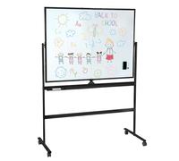 Tableau Blanc Effacable sur Pied, Tableau Blanc Magnetique, 90 × 120 cm, Double Face, Réglable en Hauteur avec Support, Roulant, Portable et Mobile, pour Le Bureau, Salle de ole (Noir)