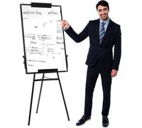 Tableau Blanc Effacable sur Pied Tableau Magnétique de Chevalet Whiteboard sur Trépied Réglable Mobile Paperboard 60x90cm (noir)