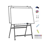 Tableau Blanc Effacable Sur Pied, White Board Double Face, Tableau Blanc Magnetique, Whiteboard Pliable Roulette, Hauteur Réglable(Black,70x100cm/28x39in)