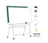 Tableau Blanc Effacable Sur Pied, White Board Double Face, Tableau Blanc Magnetique, Whiteboard Pliable Roulette, Hauteur Réglable(Green,70x100cm/28x39in)