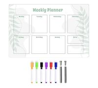 Tableau Blanc Effacer À Sec - Acrylique 30x20cm | Blanche Portable Avec 6 Stylos À Tableau Blanc Et 2 Épingles Publicitaires | Board De Bureau Hebdomadaire Idéal Pour Le Bureau, L'école Et La Ma