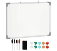 HomCom Tableau blanc mural magnétique cadre aluminium 60 x 45 cm avec feutres, effaceur et aimants