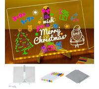Tableau blanc LED multicolore - Tableau blanc en acrylique avec éclairage, adaptateur inclus, tableau à dessin LED for enfants avec support, 7 feutres, cadeau(30 * 20CM)