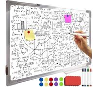 Tableau blanc magnétique 90 x 60 cm 4 marqueurs 10 aimants en éponge verticale horizontale pour présentation, bureau, maison, école 24326