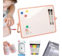 Tableau Blanc Magnétique A3 30 x 40 cm, Double Face Effaçable à Sec Avec Support, Chevalet Portable, Surface Lisse Anti-Ghosting, Pour Maison, Bureau, École, Réunions, Formation, Notes (Rose)