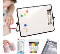 Tableau Blanc Magnétique A3 30 x 40 cm, Double Face Effaçable à Sec Avec Support, Chevalet Portable, Surface Lisse Anti-Ghosting, Pour Maison, Bureau, École, Réunions, Formation, Notes (Noir)