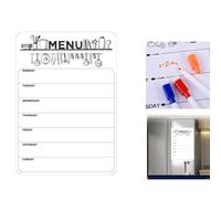 Tableau Blanc Magnétique A4-21x30 cm, Planning Hebdomadaire et Menu Semaine pour Frigo, Tableau Effaçable à Sec, Organisateur de Repas et Liste de Courses Pratique