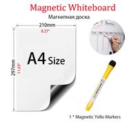 Tableau Blanc Magnétique A4 Arrondi,Autocollant De Réfrigérateur Réutilisable,Marque De Lingette Sèche,Graffiti,Mémo D'écriture,Tableau D'affichage,Tableau D'annonce - Type A4r-Q1yellow