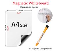 Tableau Blanc Magnétique A4 Arrondi,Autocollant De Réfrigérateur Réutilisable,Marque De Lingette Sèche,Graffiti,Mémo D'écriture,Tableau D'affichage,Tableau D'annonce - Type A4r-Q1orange