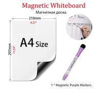 Tableau Blanc Magnétique A4 Arrondi,Autocollant De Réfrigérateur Réutilisable,Marque De Lingette Sèche,Graffiti,Mémo D'écriture,Tableau D'affichage,Tableau D'annonce - Type A4r-Q1purple