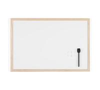 Tableau Blanc Magnétique - BI-OFFICE - 60 x 40 cm - 1 Marqueur - 2 Aimants - Cadre en Bois