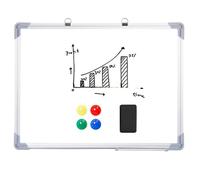 Tableau blanc magnétique - Cadre en d'aluminium noir, matériau ABS, tableau d'affichage suspendu, bloc-notes mural de 12 x 16 pouces | Salle de uisine, bureau, maison, école, salle de