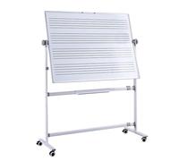Tableau blanc magnétique double face effaçable à sec sur roues, tableau blanc portable pour enseignement de la musique, salles de classe et utilisation à la maison