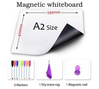 Tableau Blanc Magnétique Effaçable À Sec De Taille A2,Autocollant De Menu Pour Réfrigérateur,Calendrier Mensuel,Hebdomadaire,Licence,Pour La Maison Et L'école - Type [A2]-8pen1rag1nail