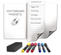 Tableau blanc magnétique effaçable à sec pour réfrigérateur - Tableau blanc magnétique pour réfrigérateur et liste de courses - 6 marqueurs effaçables à sec inclus - 20,3 x 30,5 cm