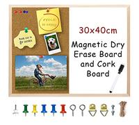 Tableau blanc magnétique en liège, petit tableau d'affichage effaçable à sec, tableau mémo pour murs, maison, bureau, dortoir, objectif, travail à distance, 30 x 40 cm, tableau mural avec cadre en