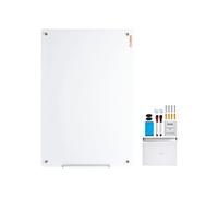VEVOR Tableau Blanc Magnétique Effaçable à Sec en Verre 120 x 80 cm, Grand Tableau Mémo Mural sans Cadre, avec Plateau de Marqueurs, un Effaceur et 2 Marqueurs, pour Bureau École Restaurant Domicile