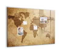 Tableau blanc magnétique en verre | verre trempé durable et brillant | kit complet avec aimants néodyme puissants, marqueur et éponge | idéal planning maison bureau- 100x70cm - Carte du monde ancienne