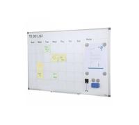 Tableau Blanc Magnétique et Planning Mensuel 2-en-1 Calendrier Effaçable à Sec Mural 91,5x61 cm Cadre en Alu avec 2 Marqueurs 1