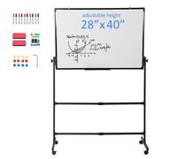 Tableau Blanc Magnétique Mobile 100x70cm Double Face FLASIDU -Hauteur réglable - Effaçable à Sec -12 Aimants 10 Marqueurs - Blanc